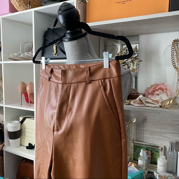 Camel faux leather pants - Picture 5 of 12
